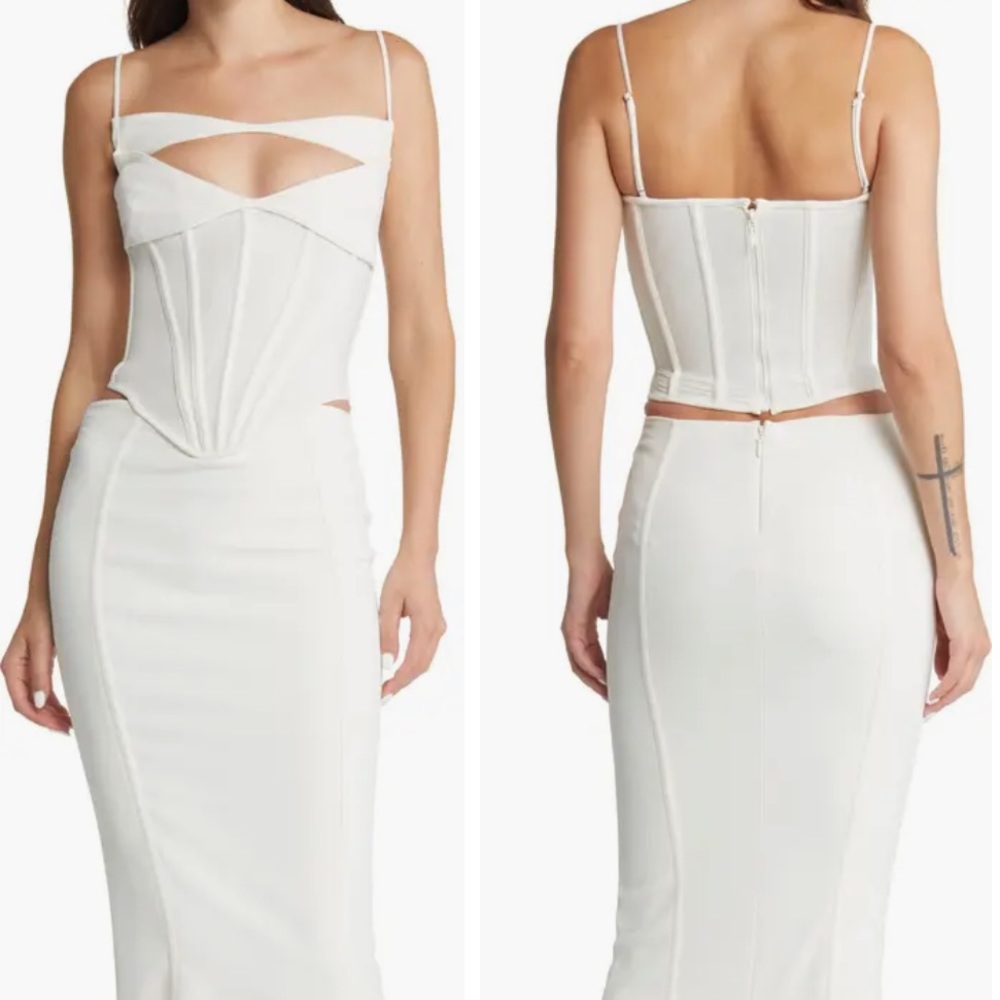 House Of Cb Paloma Ivory Corset Maxi Dress Gem